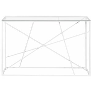 Напольная консоль "Akur Loft Paterson 1200"каркас белый, прозрачное стекло)