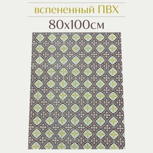 Напольный коврик для ванной из вспененного ПВХ 80x100 см, пудровый/бордовый/желтый, с рисунком