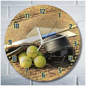 Настенные часы УФ Спорт бейсбол (бита, шлем, поле) - 1286