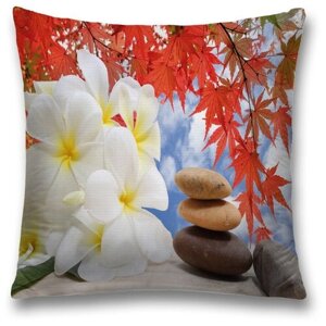 Наволочка декоративная на молнии, чехол на подушку JoyArty "Дикие цветы" 45х45 см