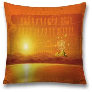 Наволочка декоративная на молнии, чехол на подушку JoyArty "Египетская фантазия" 45х45 см