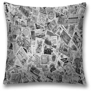 Наволочка декоративная на молнии, чехол на подушку JoyArty "Коллекция марок" 45х45 см