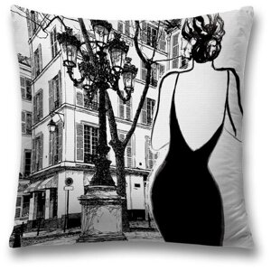 Наволочка декоративная на молнии, чехол на подушку JoyArty "Маленькое черное платье" 45х45 см