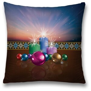 Наволочка декоративная на молнии, чехол на подушку JoyArty "Новогодние украшения" 45х45 см