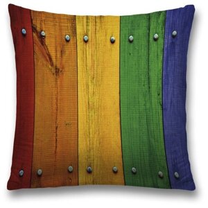 Наволочка декоративная на молнии, чехол на подушку JoyArty "Разноцветные прибитые доски" 45х45 см