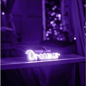 Неоновая табличка Dreamer, 30х9 см