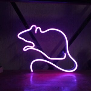 Неоновый светильник Крыса, 35х28 см