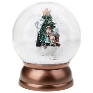 Новогодний сувенир- Снежный шар со снеговиком у ёлочки внутри, музыкальный LED, USB, 3*АА, 22*25 см
