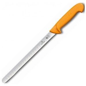 Нож для нарезки лосося VICTORINOX Swibo, гибкое лезвие 25 см с желобками и закруглённым кончиком, жёлтый 5.8444.25