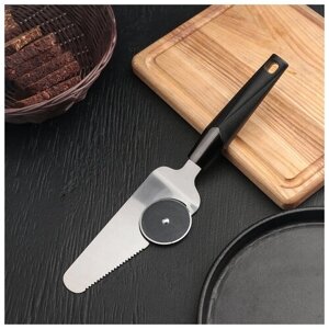 Нож-лопатка для пиццы Доляна «Хром», 296,5 см, цвет чёрный