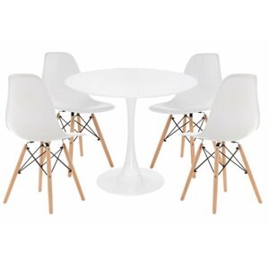 Обеденная группа KAPIOVI VIANA, белый стол, белые стулья