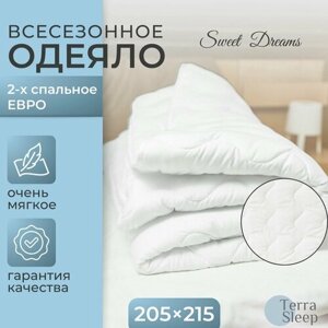 Одеяло Sweet Dreams, 2 спальное Евро 205х215 см, всесезонное, гипоаллергенный наполнитель Ютфайбер, декоративная стежка большая волна, 200 г/м2
