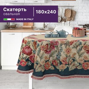 Овальная скатерть из гобелена180х240см (Италия) с маками