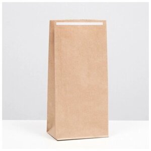 Пакет крафт бумажный фасовочный, прямоугольное дно, с клеевой лентой 12 х 8 х 25 см (100 шт)