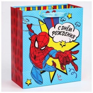 Пакет ламинат вертикальный "С Днем Рождения! Человек-паук, 23х27х11,5 см