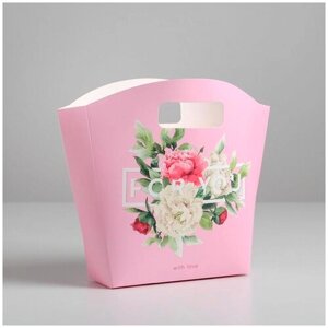 Пакет подарочный Дарите счастье With love, 23 x 22 x 6 см, розовый
