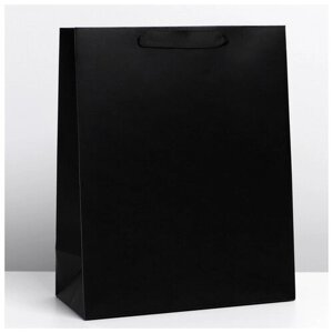 Пакет подарочный ламинированный, упаковка, «Чёрный», L 31 х 40 х 11.5 см