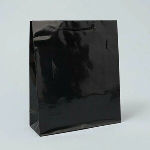 Пакет подарочный ламинированный, упаковка, «Чёрный», ML 21 х 25 х 8 см (комплект из 19 шт)