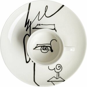 Пара кофейная Face, KARE Design, коллекция "Лицо", количество предметов 2 (чашка 9 см и блюдце 20 см), Фарфор, Белый