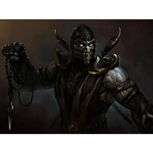 Плакат, постер на бумаге Mortal Kombat: Scorpion/Мортал Комбат: Скорпион/игровые/игра/компьютерные герои персонажи. Размер 21 х 30 см