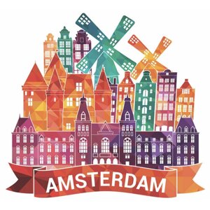 Плакат, постер на бумаге Разноцветный Амстердам. Размер 30 х 42 см