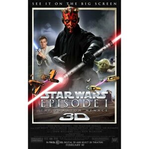 Плакат, постер на холсте Star Wars-The Phantom Menace/Звездные Войны-Скрытая угроза. Размер 60 на 84 см