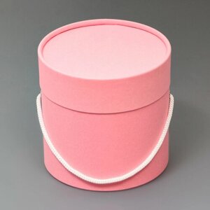 Подарочная коробка, круглая, розовая, с шнурком, 12 х 12 см