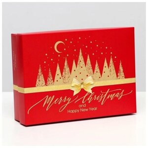 Подарочная коробка "Merry Christmas", красная, 21 х 15 х 5,7 см 7063711