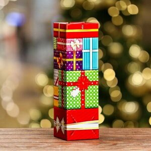 Подарочная коробка "Подарки", Башня 12 x 12 x 40см