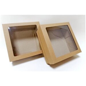 Подарочная коробка с окном 15х15х6 см 2 шт, Крафт
