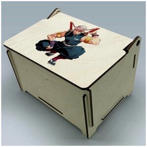 Подарочная коробка шкатулка с крышкой на петлях УФ рисунок размер 16,5x12,5 см аниме клинок рассекающий демонов - 158