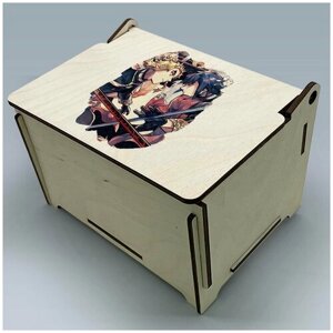 Подарочная коробка шкатулка с крышкой на петлях УФ рисунок размер 16,5x12,5 см аниме клинок рассекающий демонов - 166