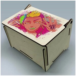 Подарочная коробка шкатулка с крышкой на петлях УФ рисунок размер 16,5x12,5 см аниме Токийские мстители - 313