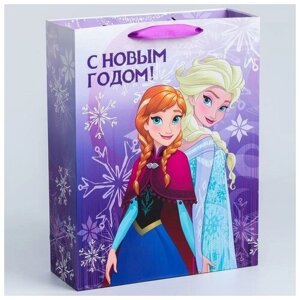 Подарочный пакет Disney ламинат вертикальный "С Новым годом! Холодное сердце", 31х40х11 см