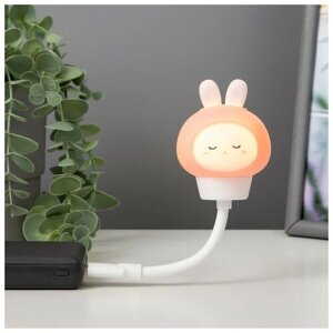 Подсветка для клавиатуры "Зайчик" LED ночник USB бело-розовый 6,8х6х19 см RISALUX