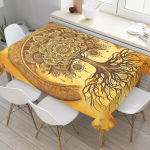 Прямоугольная тканевая скатерть на стол JoyArty с рисунком "Дерево жизни" 145 на 180 см