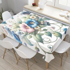 Прямоугольная тканевая скатерть на стол JoyArty с рисунком "Плетённый букет" 120 на 145 см