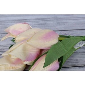 Розовые Персиковые Тюльпаны, Искусственные декоративные, 7 шт на 1 ветке, Искусственные растения для интерьера и декора