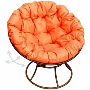 Садовое кресло M-group Папасан пружинка коричневое + оранжевая подушка