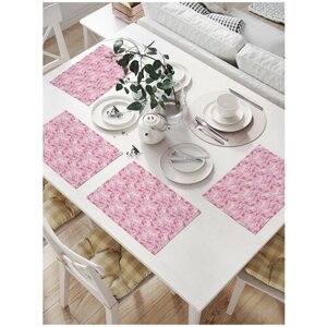 Салфетки на стол для сервировки прямоугольные, плейсмат JoyArty "Разные фламинго", 32x46 см, в комплекте 4шт.