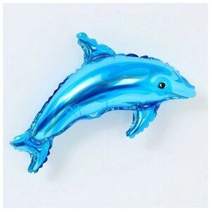 Шар фольгированный 14"Дельфин голубой", 5 шт.