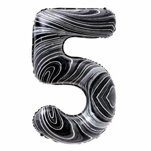 Шар фольгированный 40"Цифра 5», чёрный мрамор