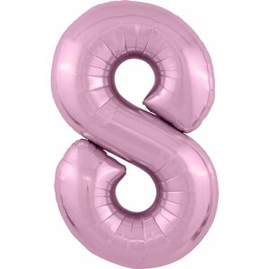 Шар фольгированный 40"Цифра 8», цвет фламинго Slim