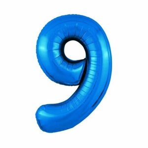 Шар фольгированный 40"Цифра 9», цвет синий Slim (комплект из 7 шт)