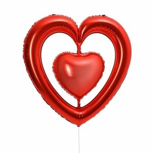 Шар фольгированный 40"Сердце в сердце», цвет красный