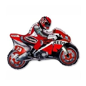 Шар фольгированный фигура Мотоциклист красный, 30х22 см