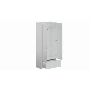 Шкаф для одежды двухдверный, с выдвижным ящиком, 782х412х1900, цвет Белый.