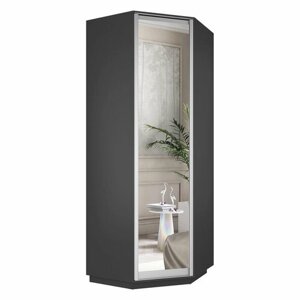 Шкаф угловой для одежды, цвет Серый Диамант, 220х90х90см (ВхШхГ), дверь зеркало