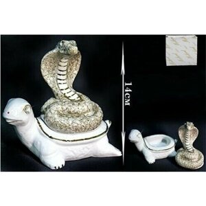 Шкатулка для украшений / фарфор, 14 см / Змея и черепаха, Lenardi