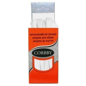 Шнурки CORBBY 90см хлопок плоские белые